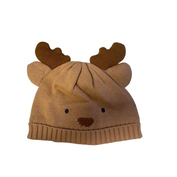 Gymboree Knitted Reindeer Beanie With Antlers - 0-6 Mos - Picture 1 of 2